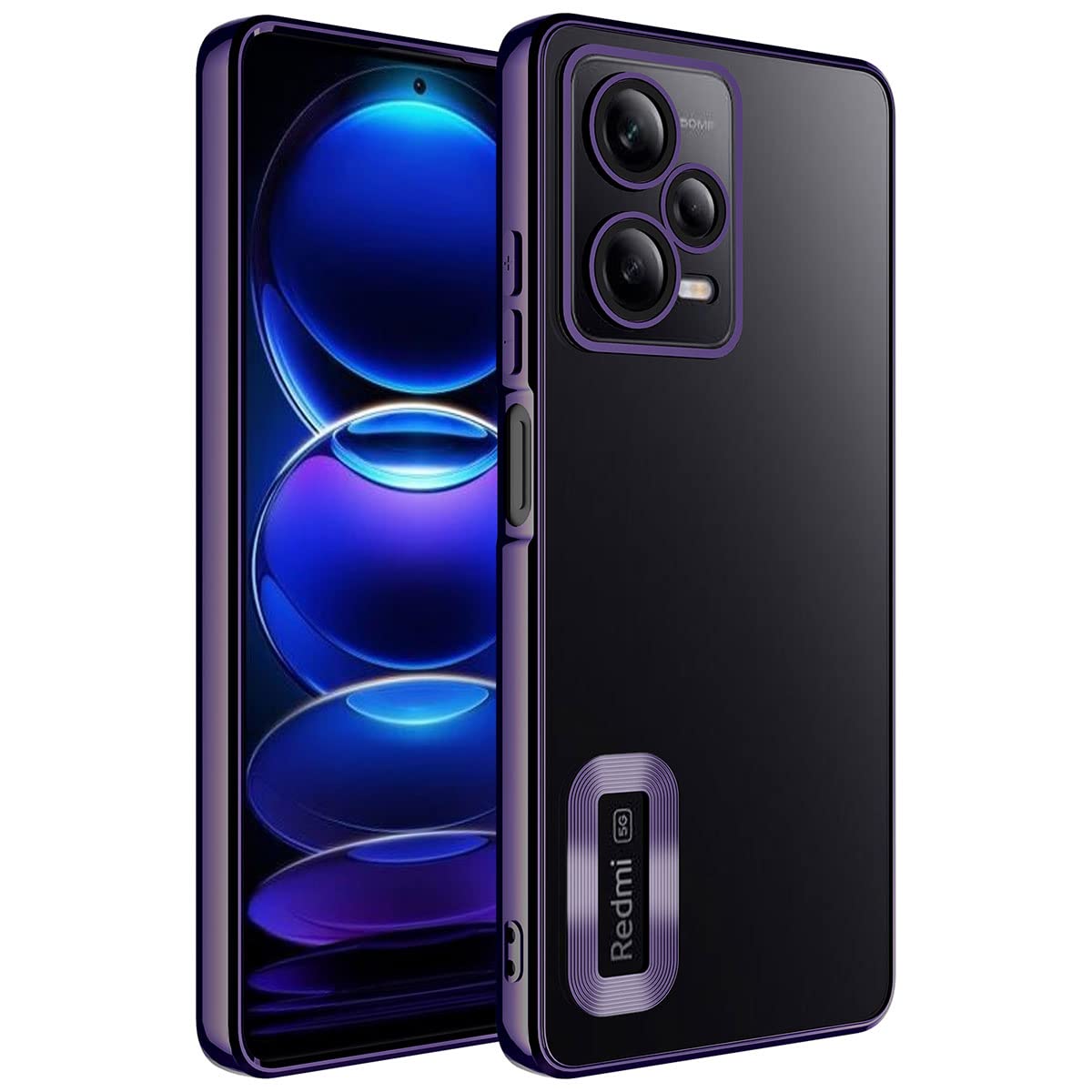 Zore Xiaomi ile uyumlu Redmi Note 12 Pro 5G Kılıf Kamera Korumalı Logo Gösteren Zore Omega Kapak Derin Mor