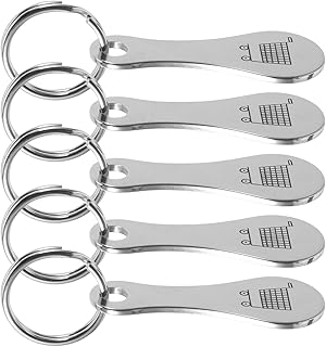 [WOFASHPURET] 5個 ステンレス製ショッピングカートトークンキーリング 耐久性と滑らかさで使いやすい 買い物便利アクセサリー 食料品カート対応