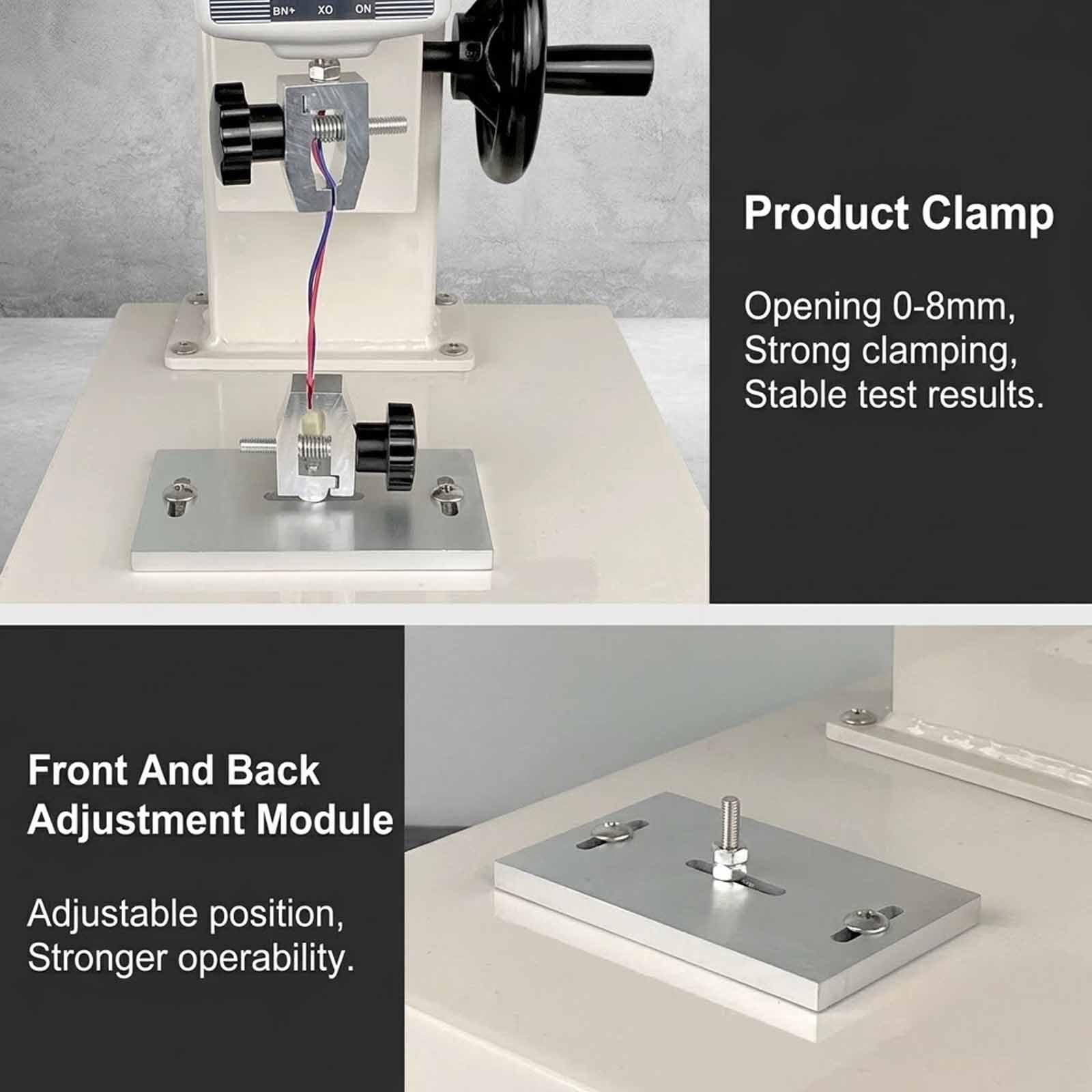 Zugprüfmaschine, vertikaler Prüfstand 10-2000N, 5 Sonden, 2 Klemmen, 270 mm Hub für Textil, Sportausrüstung, Hardware-Zubehör, Präzisionsnähen