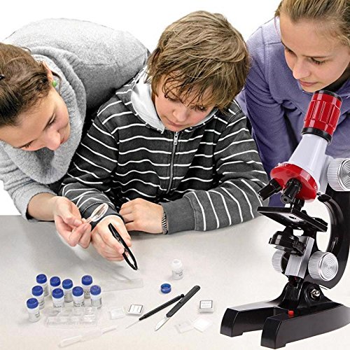 Jiusion Kid Microscope Science Kits, 100X 400X 1200X Trinocular Magnification Beginner Toy Home School Educational Biological Hand Held Camera Compound Scope With Slides For Kids Children #TOP6