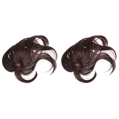 LALAFINA 2 extensiones de adorno para niñas reales de templo con clip de mano atadas de chocolate con clip alto con flequillo para mujer con un solo