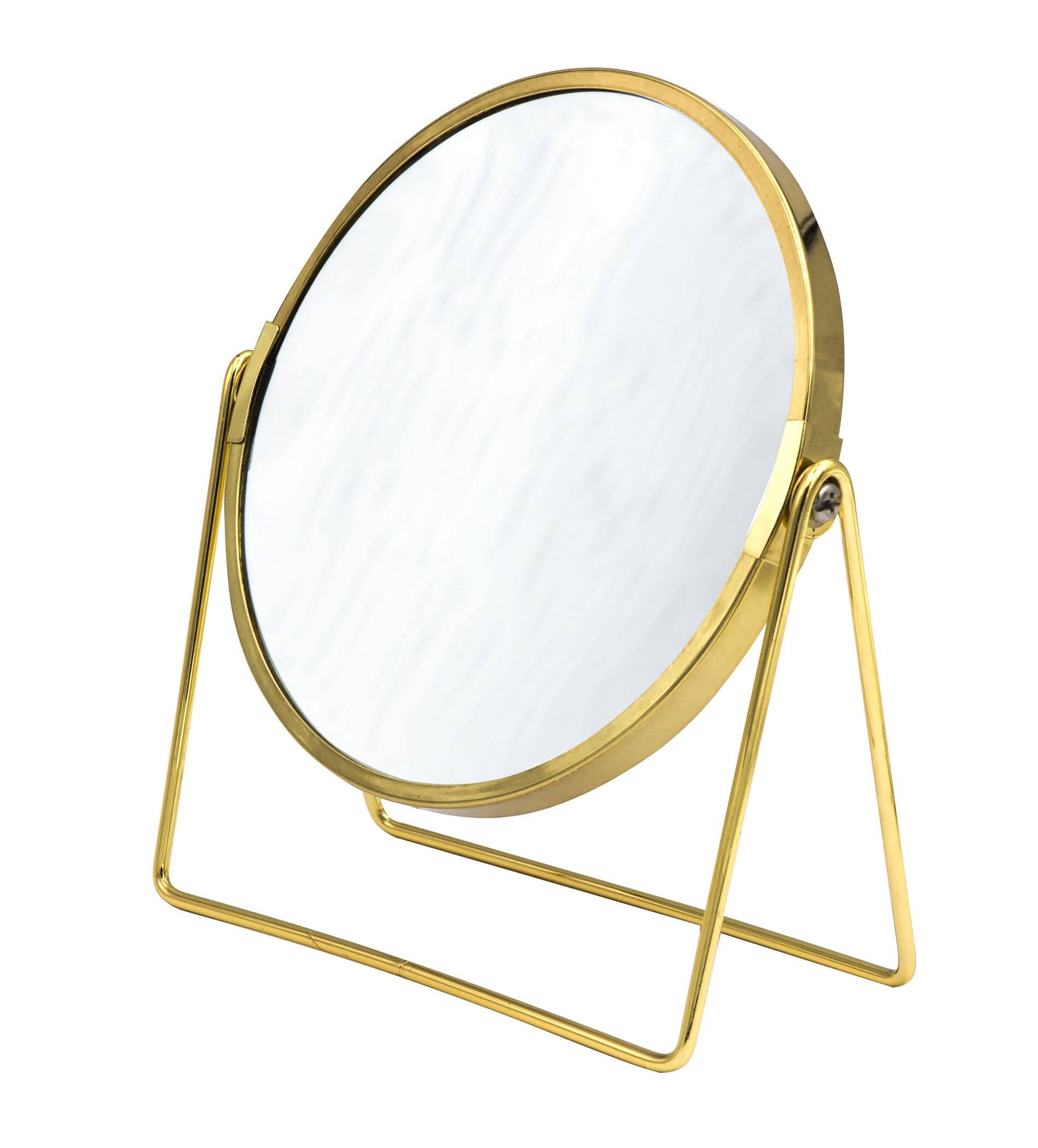 RIDDER Summer Make-Up Mirror, Cosmetic Mirror, Standing Mirror, Gold, with 5x Magnification, Handy | Modern