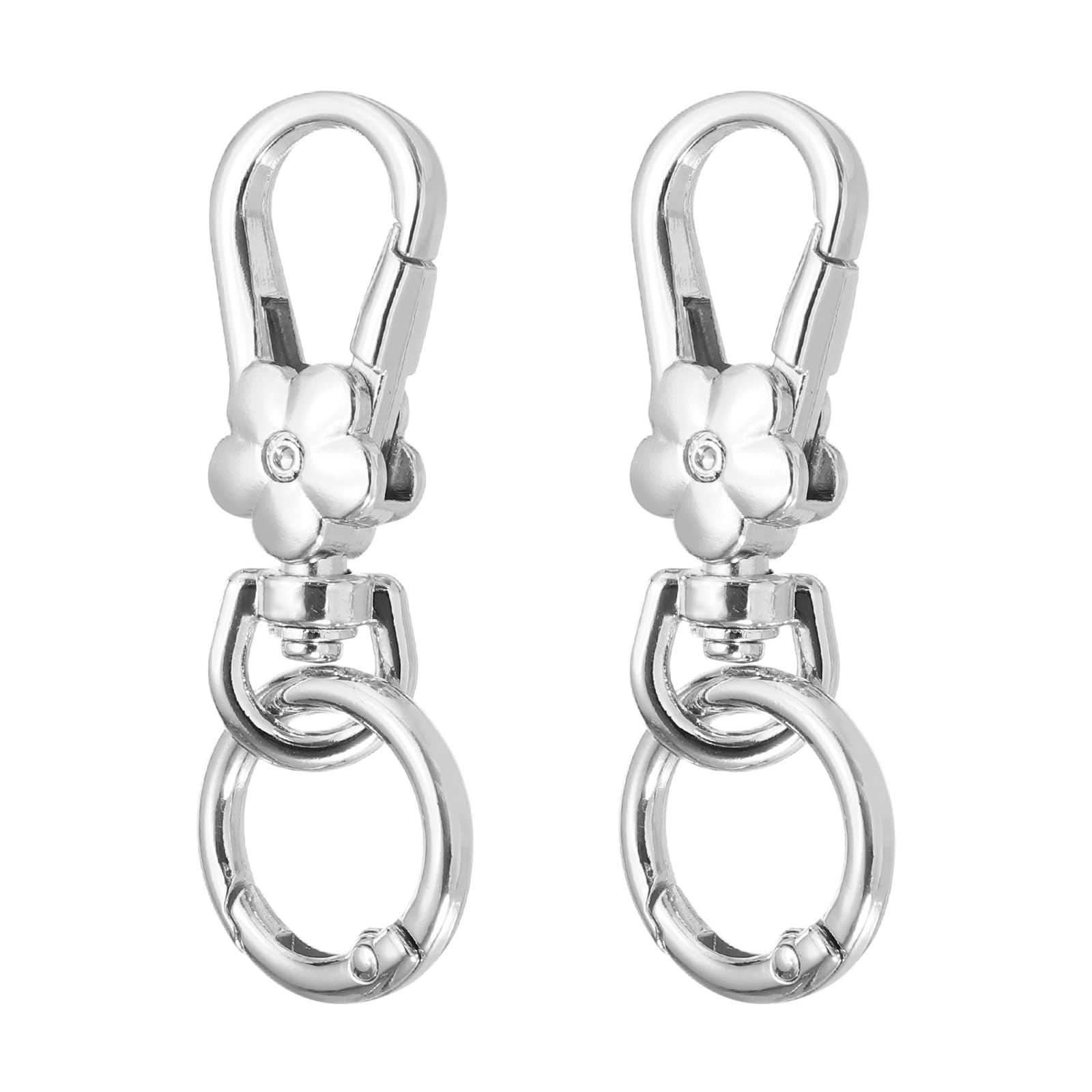 sourcing map 2Pcs Swivel Clasp Clip, Detachable Lobster Clasps with O Shape Keychain Clip Quick Release Key Ring for Jewelry Crafts Making Keychain Backpack, Silver