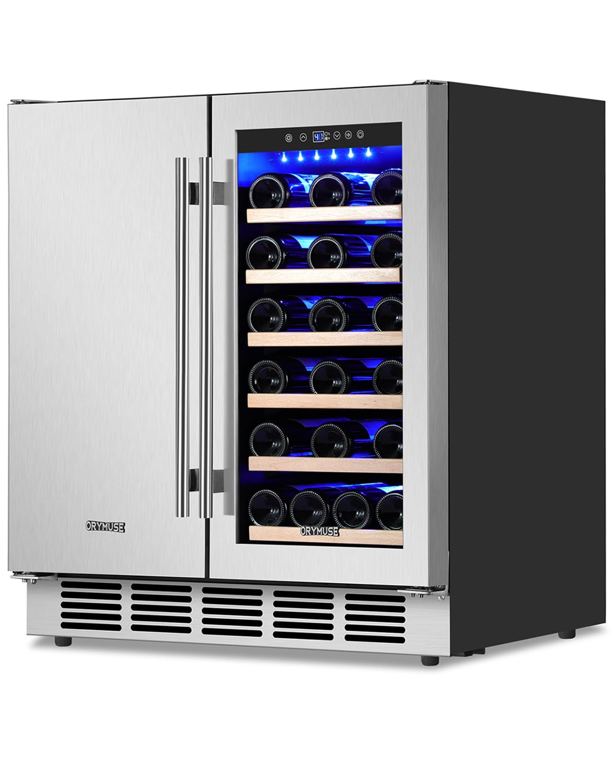 Orymuse 30" Stainless Steel Wine & Beverage Refrigerator - Dual Zone, Built-In/Freestanding With Upgraded Cooling - 30 Bottles & 110 Cans Capacity | Fridge.com