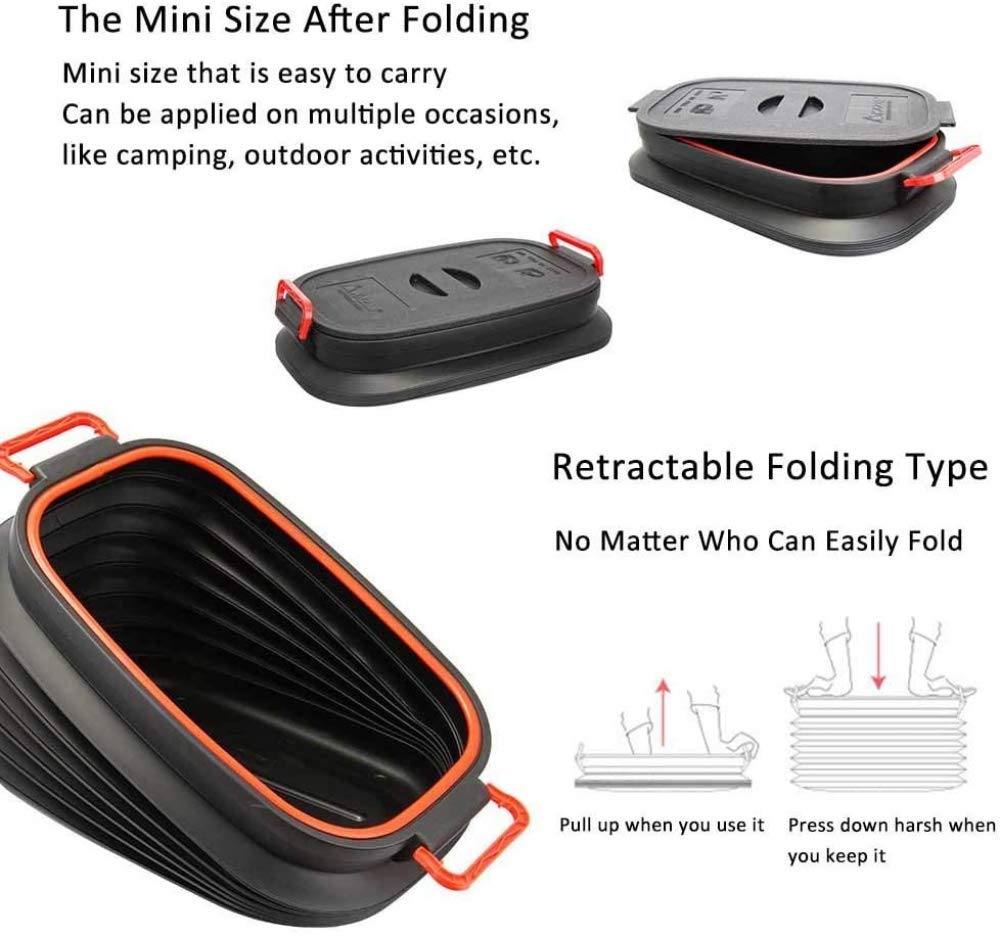 Grande Secchio Pieghevole, Secchio di Immagazzinaggio Retrattile da 37 Litri con Coperchi Tronco di Automobile Portatile Pattumiera Organizzatore per Uso Domestico
