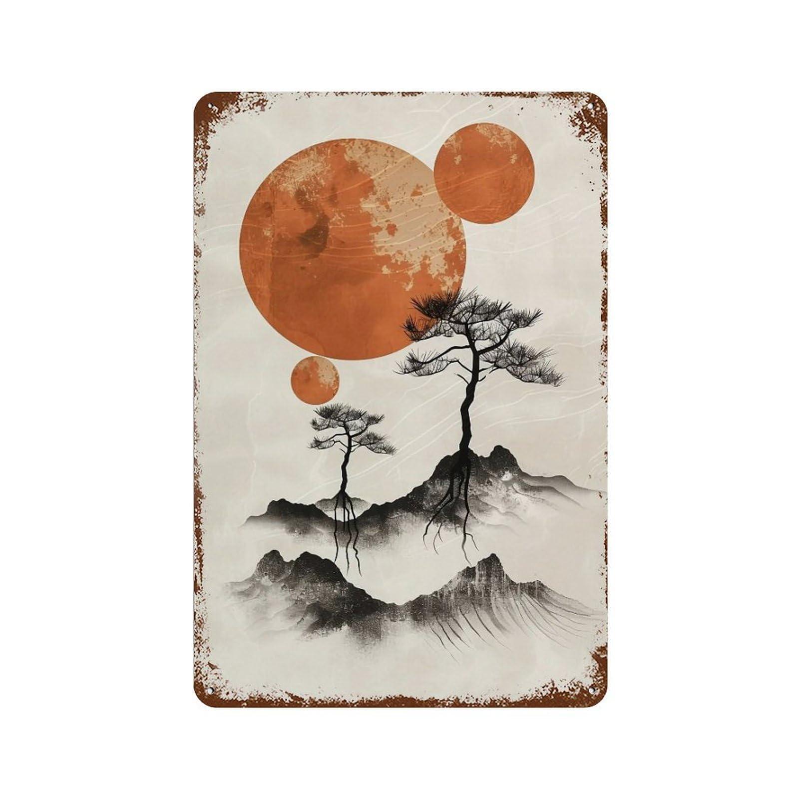 WUJHGRSG Oriental Multi Sun Sacred Mountain Waterscape 03 Wall Art Retro Iron Vintage Metal Tin Sign Poster Modern Decor for Home Cofffee Club Bar Shop Style 30x20cm