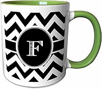 Vista 14 de 3dRose "Black And White Chevron Monogram Initial F" - Taza roja de dos tonos, 11 onzas, negro/blanco/rojo