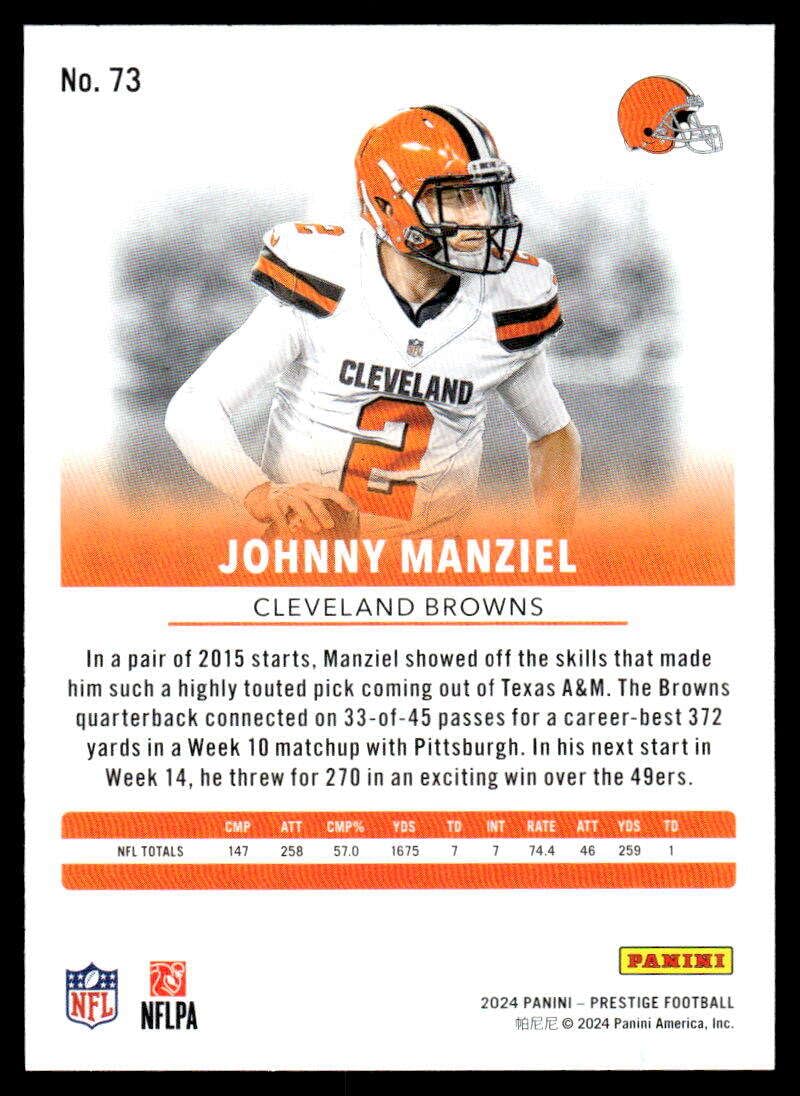 Amazon.com: 2024 Panini Prestige #73 Johnny Manziel Cleveland
