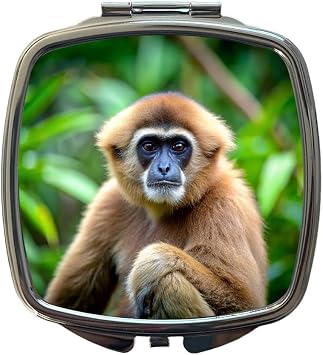 Mullers Gibbon Monkey Small Travel Purse Handbag Pocket Makeup Compact Mirror