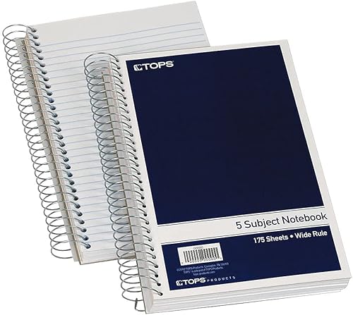 Miniatura 2 de TOPS 63859 Cuaderno de 5 materias, encuadernado con alambre, 175 puntos, 9-1/2 pulgadas x 6 pulgadas, azul marino/WE