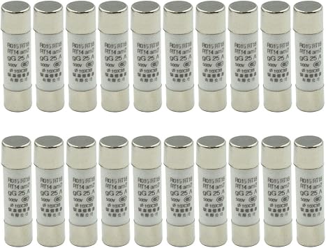 500V 25A R015 RT18 RT14 Fast Blow Ceramic Fuse Links 10 x 38mm/0.4" x 1.5" 3/8" x 1-1/2" - 20 Pcs
