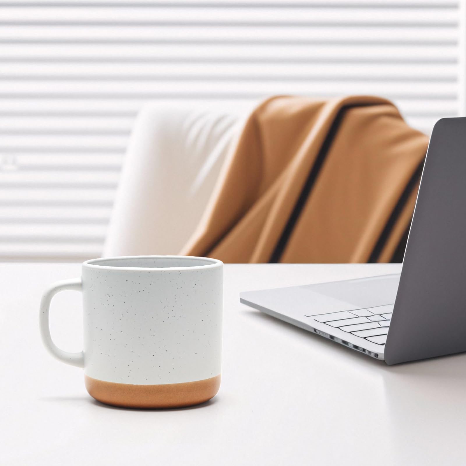Tazza Da Caffè In Ceramica 300ml Fatta A Mano – Smalto Bianco Lucido, Base In Argilla Naturale, Forno Sicuro, Regalo Unico