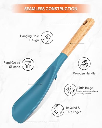 Vista 3 de Cuchara de cocina y cuchara de arroz para utensilios de cocina antiadherentes, ideal para cocinar y servir silicona mate resistente sin BPA, cuchara