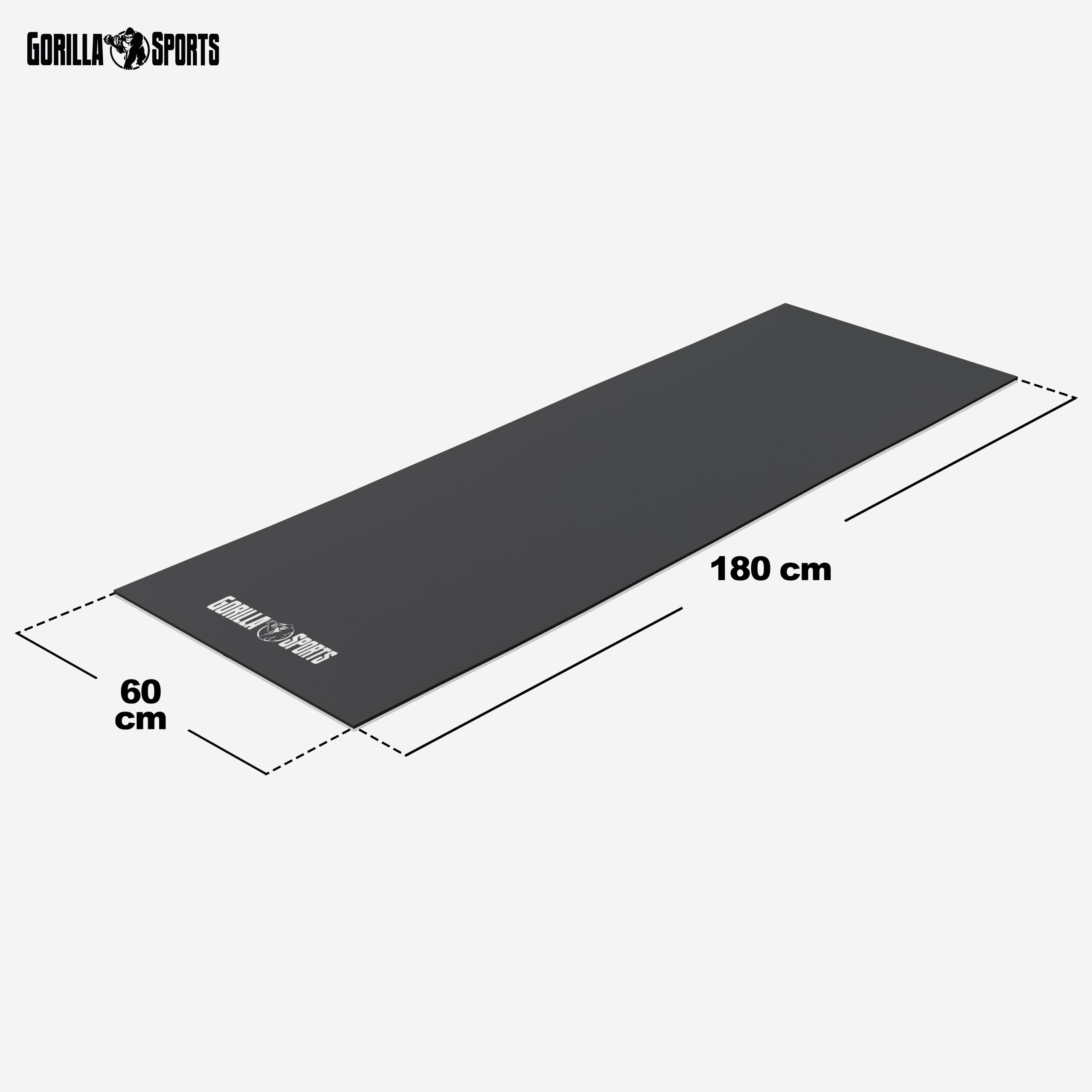 GORILLA SPORTS® Tapis de Protection de Sol - 180/120 x 60 x 0,6 cm, PVC, Antidérapant, Noir - Tapis pour Équipement de Fitness, Appareils de Musculation, Sport, Maison