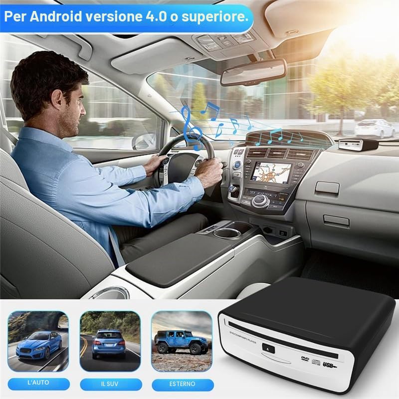 USB 2.0 Interfaccia Autoradio CD/DVD Dish Box Player Stereo Esterno per Android L8