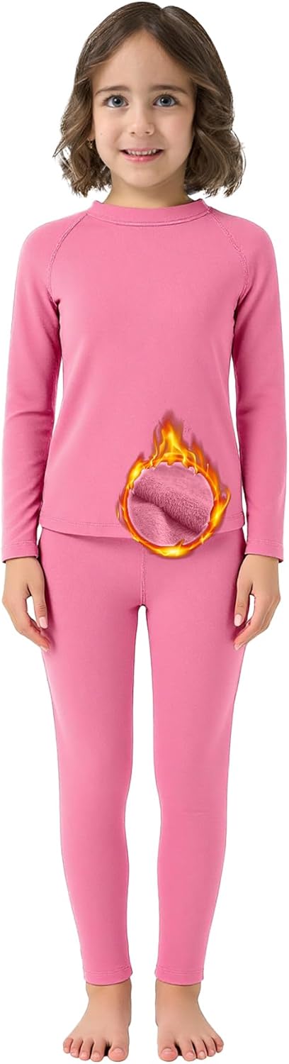 2T-6Y Fleece Lined Toddler Thermal Set, Thermal Underwear for Kids, Black Base Layer Long Johns for Boys Girls