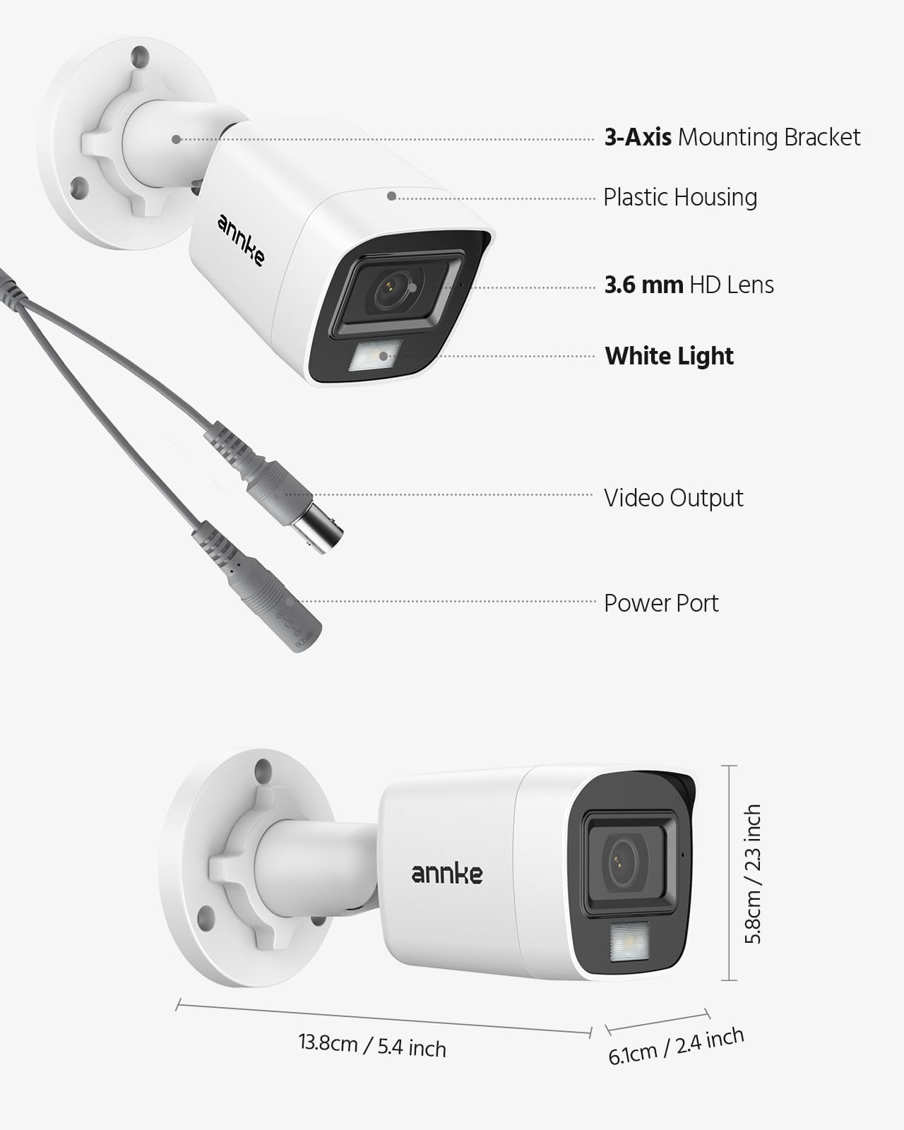 ANNKE CCTV Security Camera (4) HD-TVI 720P Waterproof Bullet Cameras, 1.0MP Hi-Resolution CCTV Cameras with IR LED Indicators and Night Vision