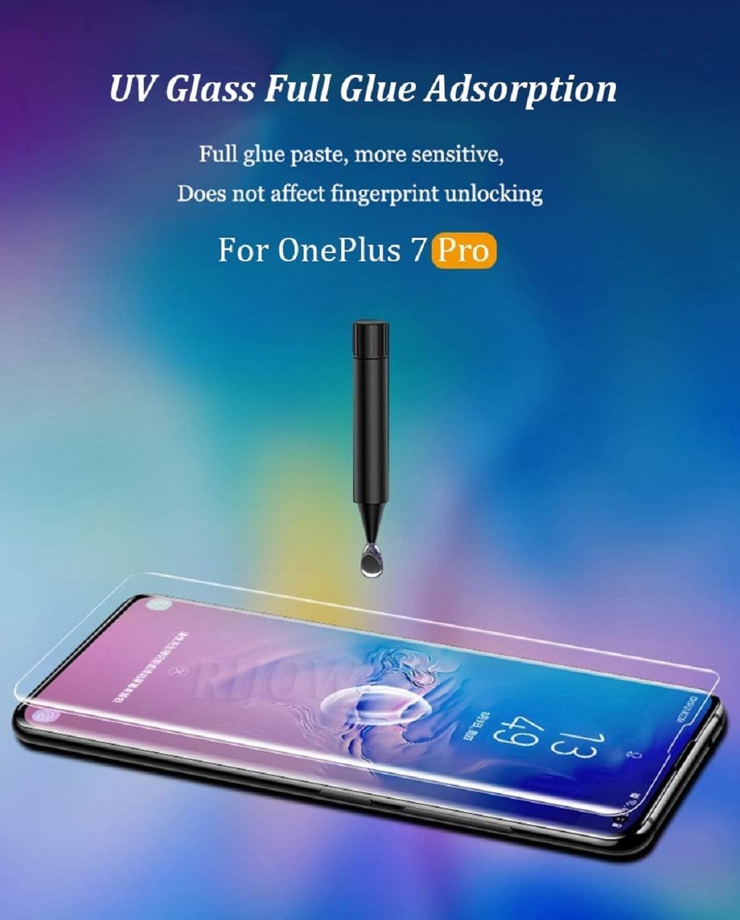 Kavacha Oneplus 7 Pro Tempered Glass, Full Adhesive UV Glue Curved Edge to Edge Case Friendly Full Coverage Tempered Glass Film Protective Cover for Oneplus 7 Pro