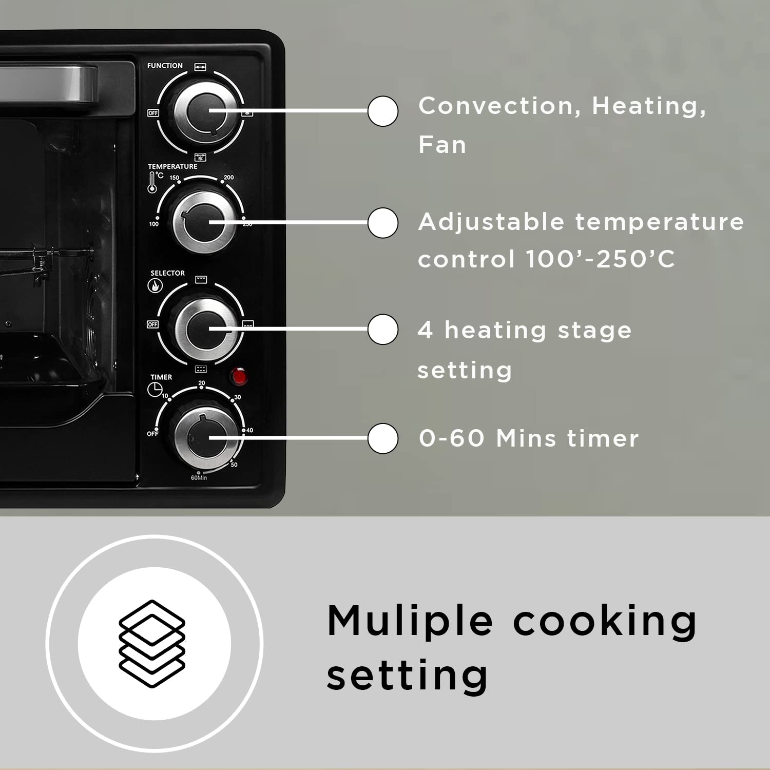 Faber 60L Oven Toaster Grill - Bake, Toast, Roast! -8