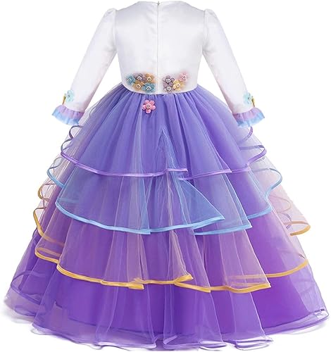 Miniatura 10 de WOCINL Vestido de princesa de tul para niñas, de manga larga, para cumpleaños, boda, Navidad, Halloween, con diadema