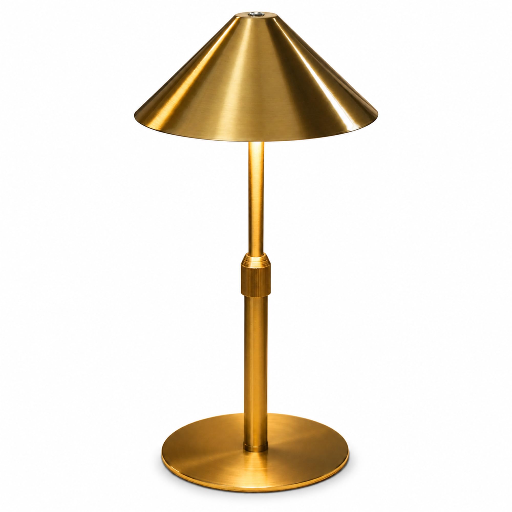 LuminexDesigns Cordless Rechargeable Table Lamp – Adjustable Height Brass Metal Wireless Lamp, Touch Dimmable 3000K–6000K, IP54 Waterproof Table Lamp for Bedroom, Bathroom, Garden & Patio, Gold