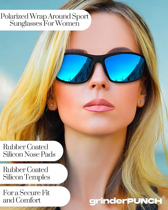 Image of grinderPUNCH Sport Polarized Sunglasses for Men & Women Baseball Running Cycling Fishing Golf Driving Shades Sun Glasses