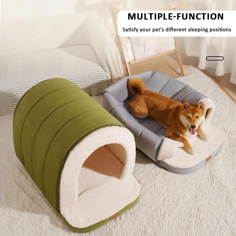 Niche pour chat et chien pliable ERNAN (Vert, S) panier 2 en 1 - 6