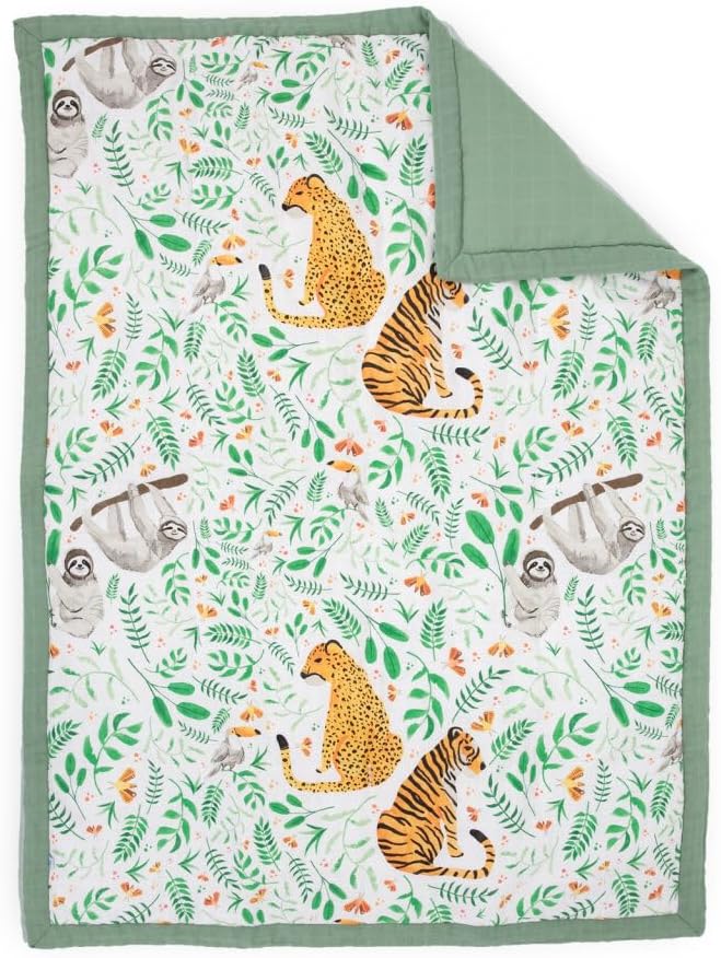 Little Unicorn Lofty Comforter Blanket | Super Soft & Breathable Muslin Fabric| Great for Play & Bedtime Blanket (Mighty Jungle)