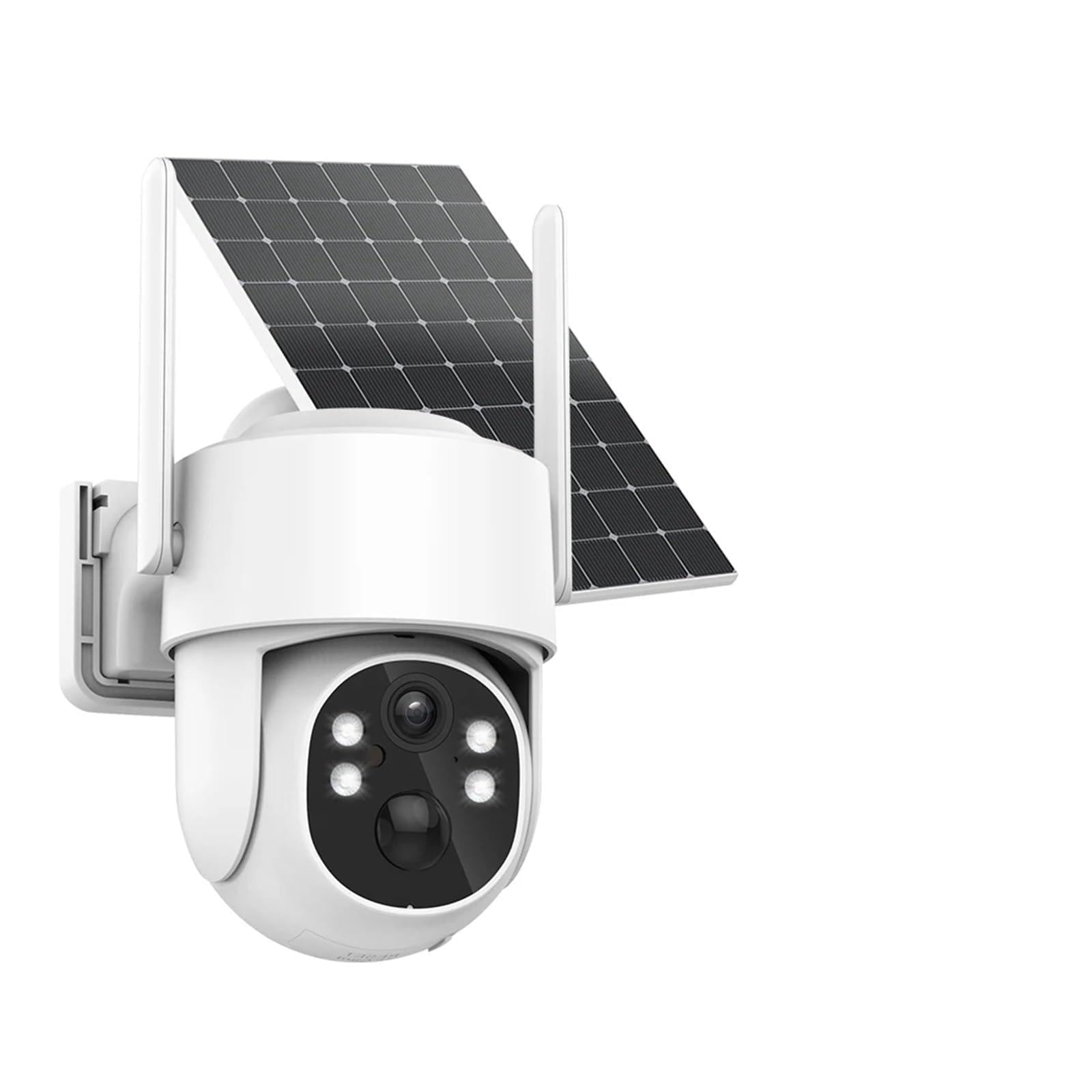 Caméra de sécurité, Caméra de Surveillance IP Solaire 4MP, Zoom numérique 4X, détection Humaine PIR, Audio, accès à Distance, AI extérieure étanche(White No Card)