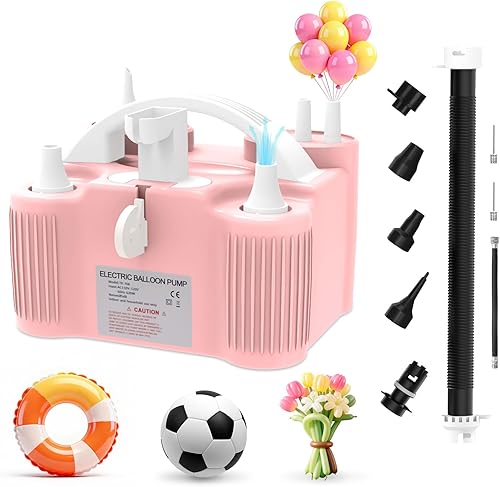 Bomba de globos eléctrica 4 en 1 para todos los globos, globo de Mylar 260q de papel de aluminio, cojín de aire, flotador de piscina, pelota de