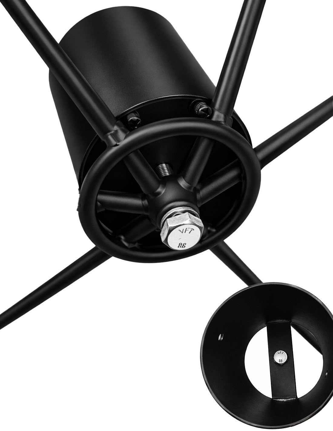 Jardin202 - Aro de Sombrilla de Hierro | Estructura Electrosoldada | Especial Brezo y Esparto | Diametro 1.65m - 1.86m - 2.20m | Negro | Diámetro: 1,86 Metros (Negro)