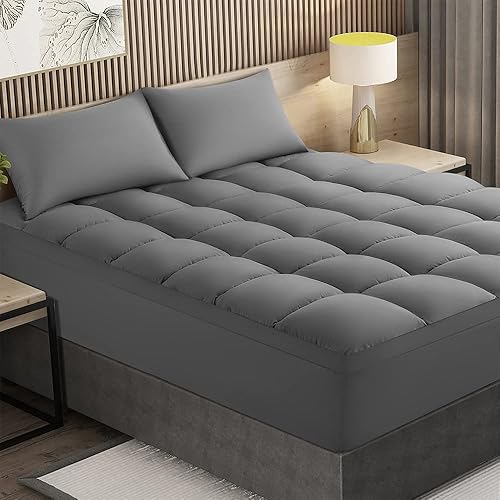 LIANLAM Cubrecolchón matrimonial, refrescante, parte superior de almohada extra gruesa para dolor de espalda, funda protectora de colchón suave con