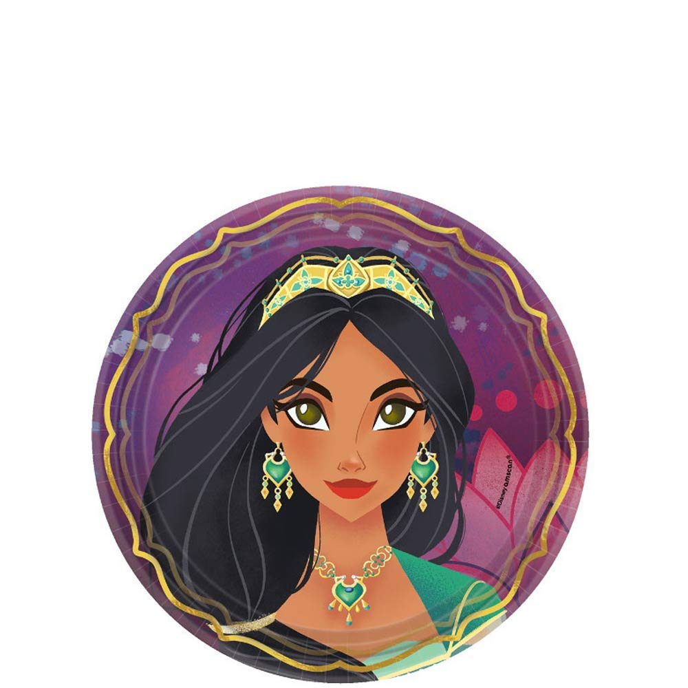 Disney Aladdin Birthday Party Metallic Small Cake Plates - 8 Pack, Multicolour