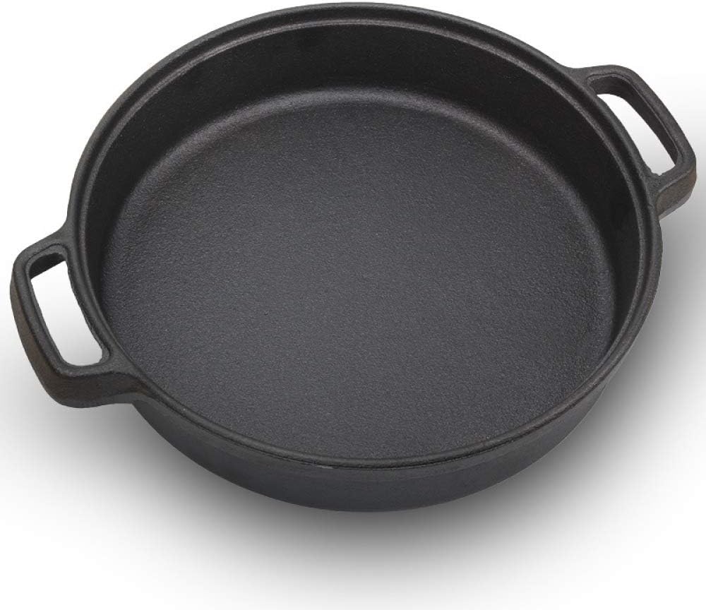 Cast Iron Wok Pan Low-Smoke Pig-Iron Pot Non-Coated Non-Stick Gas Cooker Teppanyaki Universal Frying Pan Infinite Wok,25cm(