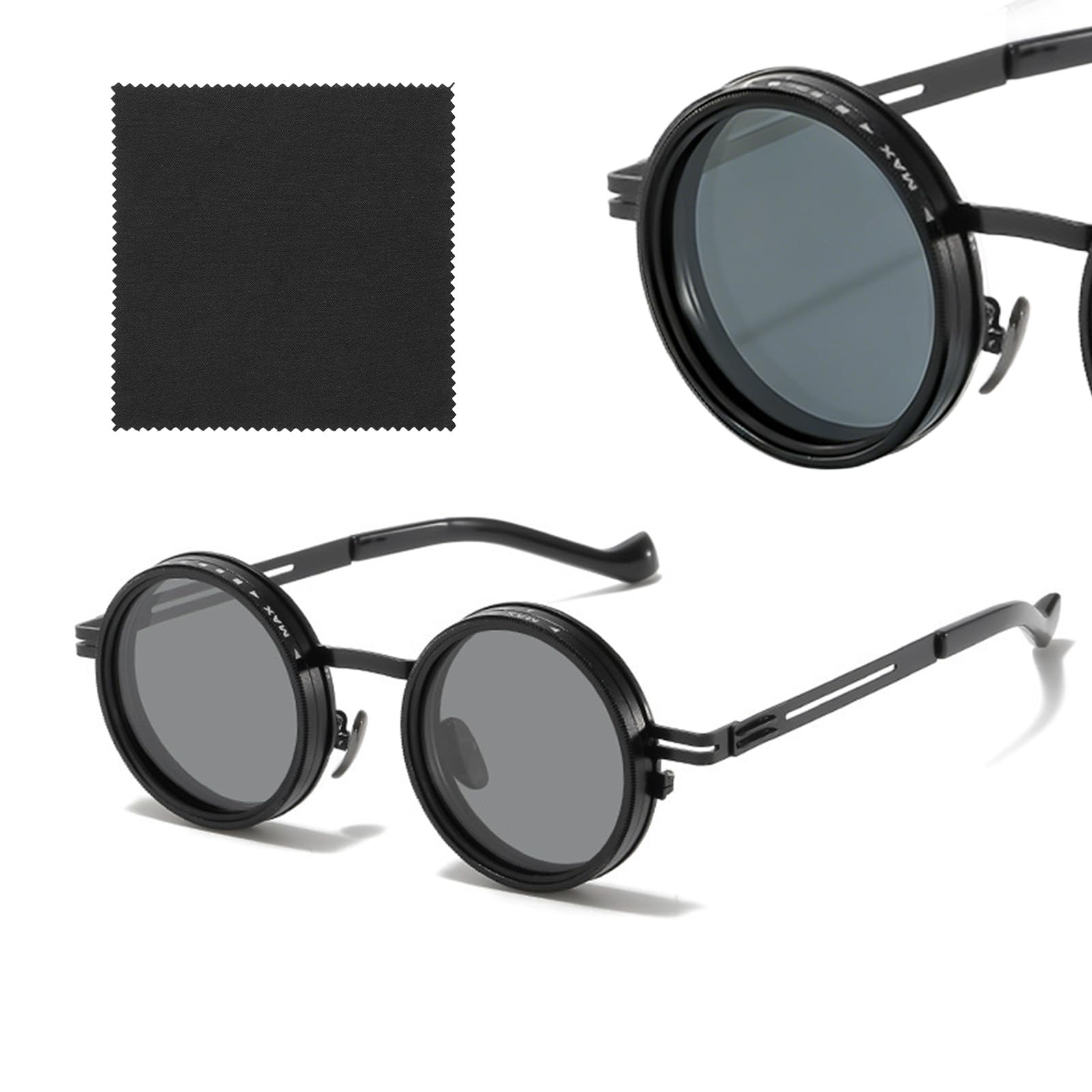 Bettinay Adjustable Sunglasses, Polarized Tint Round Glasses with 1-9 ND Filter for Driving Fishing Outdoor Activities