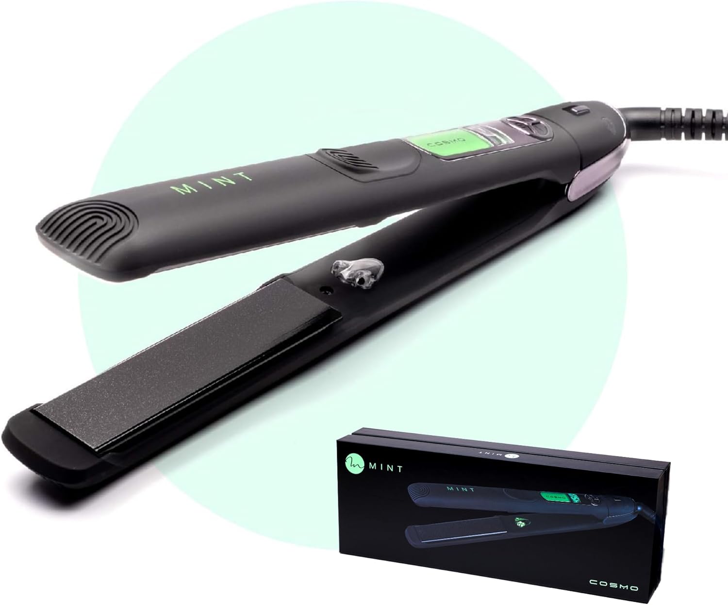 Professional Series Ultra-Smooth Cosmo Flat Iron for Thick Hair by MINT | Powerful Salon-Grade Single-Pass Ceramic Tourmaline Ionic Hair Straightener. Travel-Ready Dual Voltage