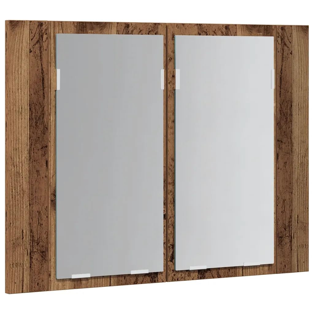 Helloshop26 Armoire à Miroir LED Gain de Place 60 x 12 x 45 cm Style Moderne en Bois d'ingénierie Vieux Bois 02_0050833
