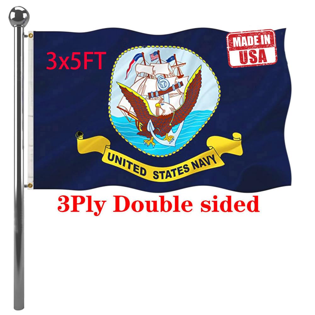 Jayus Double Sided US Navy Flag 3x5 FT 220D
