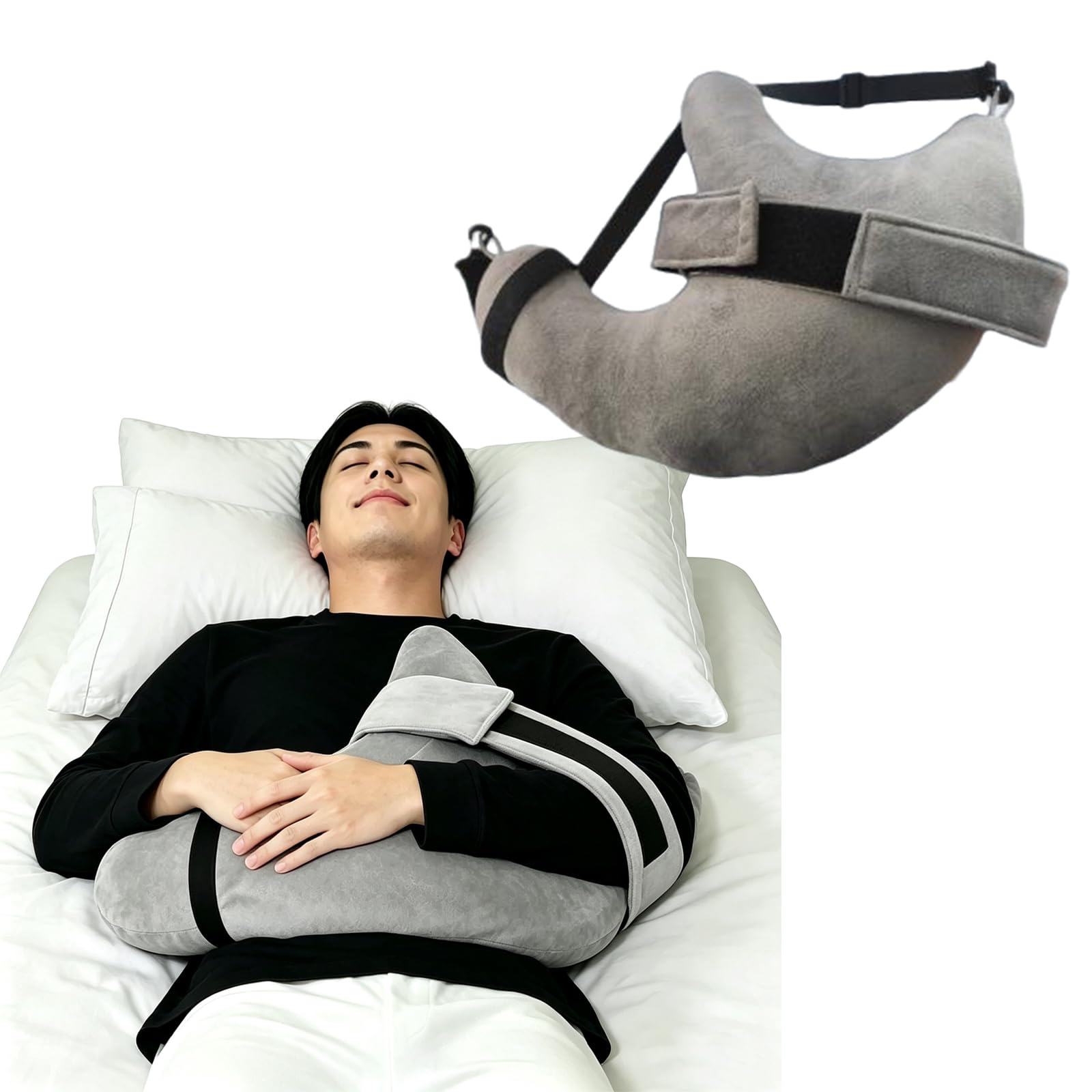 Collection Gray Rotator Cuff Shoulder Support Pillow,Post Surgery Pillow for Neck and Shoulder Pain,Frozen Shoulder Pillow,Arm Pillow,Side Sleeper Pillow for Shoulder Pain,Adjustable Strap