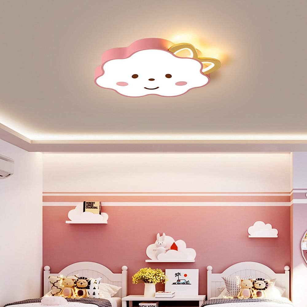 LAKIQ Pink LED Ceiling Light Cartoon Smile Cloud Shape Girls Room Modern Flush Mount Ceiling Light Fixture Acrylic Close to Ceiling Chandelier Led for Baby Room Girls Bedroom Nursing Room(White Light)