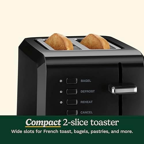 Vista 4 de Cuisinart CPT-122BK - Tostadora compacta de plástico de 2 rebanadas, color negro Negro -,Blanco