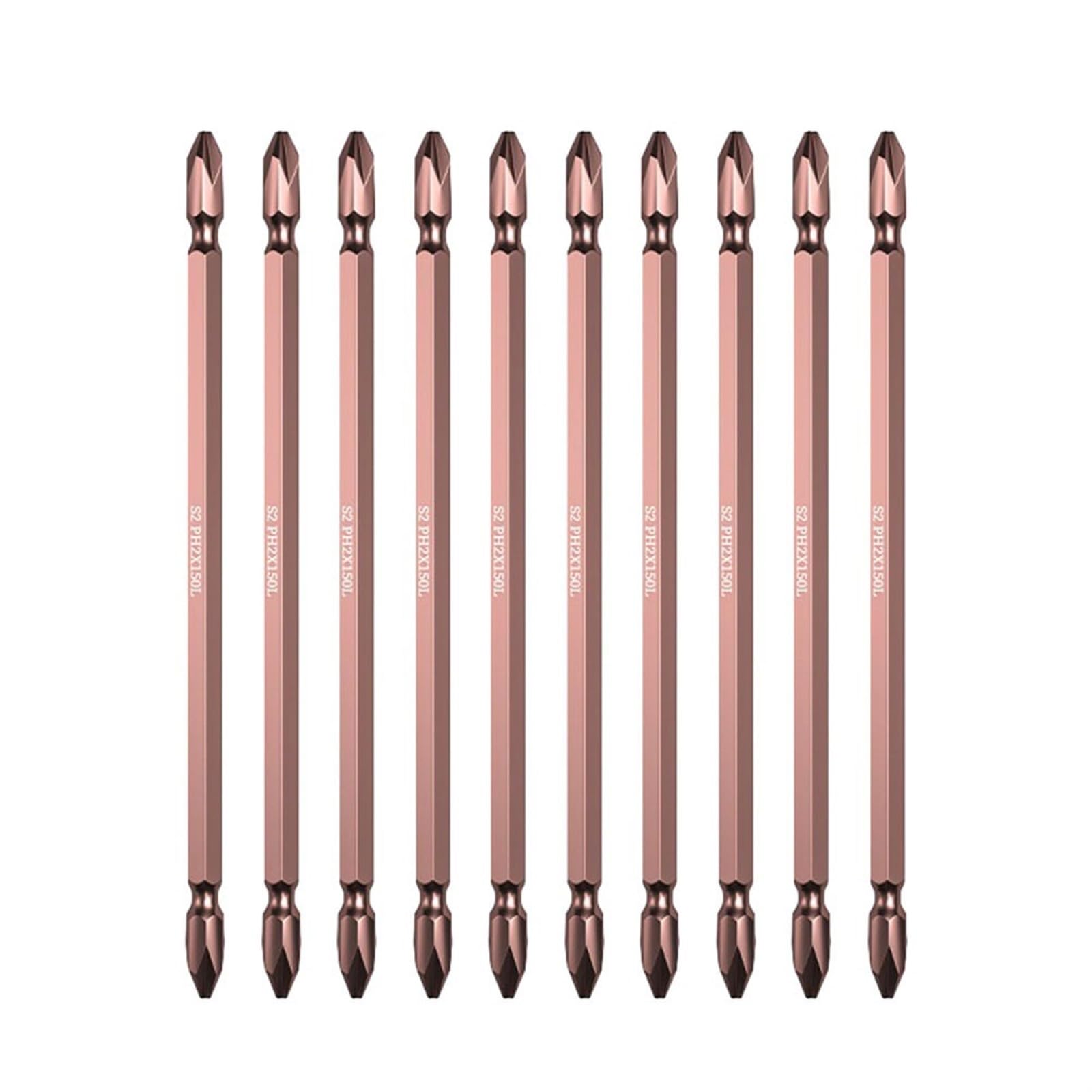 Destornillador PH2 de Doble Cabezal Taladro de Alta Velocidad Destornillador neumático Ph2 Acero de aleación de vanadio 1/4'' (6,3 mm) Hex(200mm)