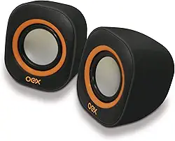 Caixa De Som Para Pc Oex Sk100 Round Preto E Laranja