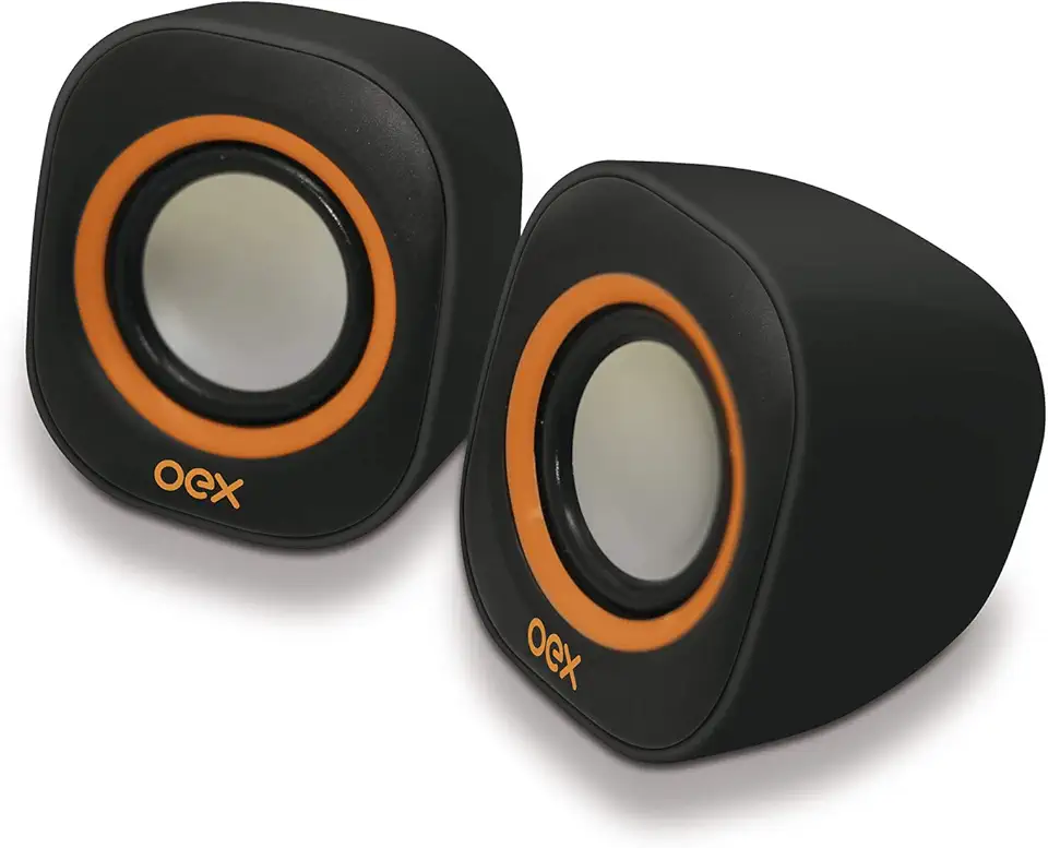 Caixa De Som Para Pc Oex Sk100 Round Preto E Laranja