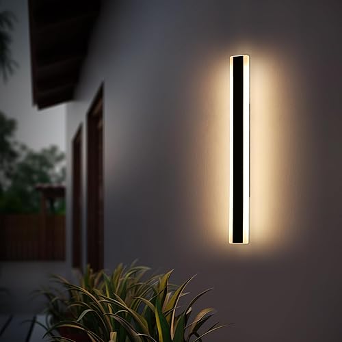 Vista 94 de Apliques de pared para exteriores de 47 pulgadas, regulables de 3000 K-6000 K, luces de pared larga para exteriores, IP65 impermeable, moderna