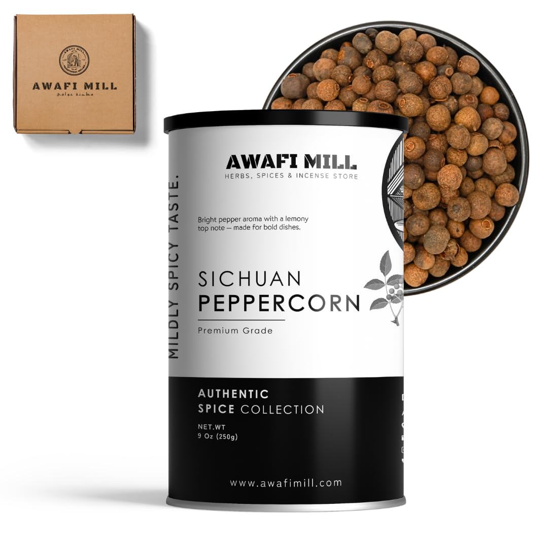 AWAFI MILL Chinese Sichuan Peppercorn (Szechuan Pepper) | Fragrant Red Pepper Husk for Stir-Fries, Hot Pot, Noodles & Spice Blends - 250 g | 9 Oz