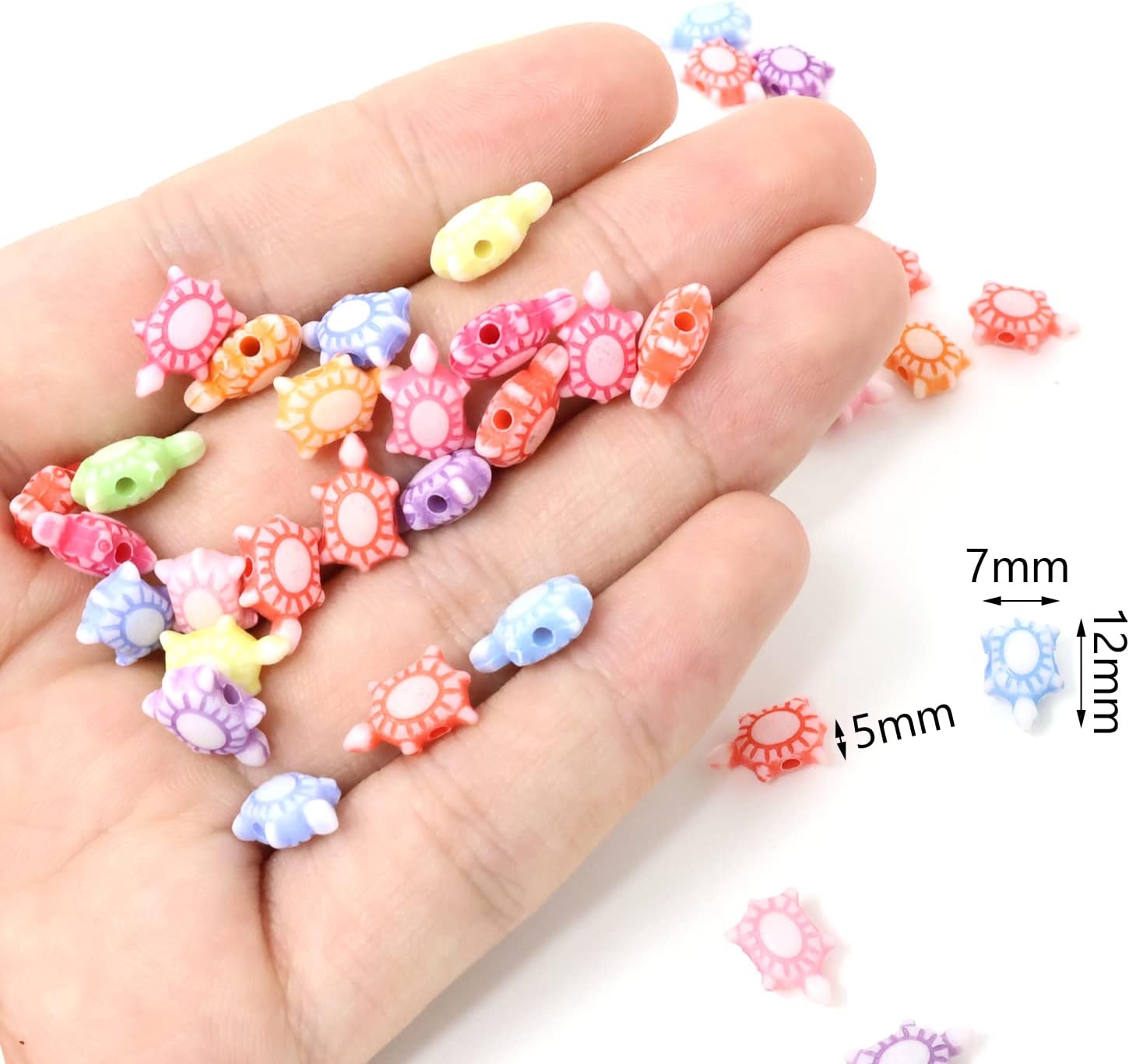 Honbay 100g (Approx.460pcs) Cute Acrylic Beads Mini Toutoise Sea Turtle Beads Marine Life Beads Candy Colors Spacer Beads Loose Beads for Jewelry Making and DIY Craft Accessories - Image 2