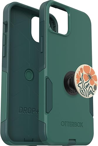 Miniatura 3 de Paquete funda OtterBox para iPhone 15 Plus y iPhone 14 Plus serie Commuter (obtén tus verdes) + PopSockets PopGrip  (Otoño Fleur), delgada y