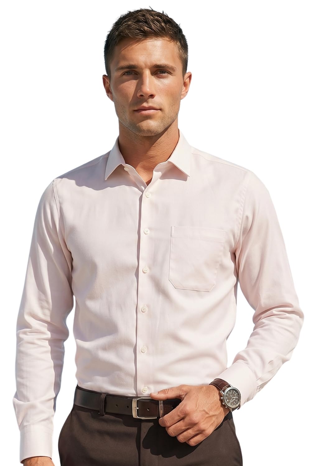 Louis Philippe Men's Slim Fit Easy to Iron Everyday wear Premium Cotton Full Sleeve Solid Formal Shirt