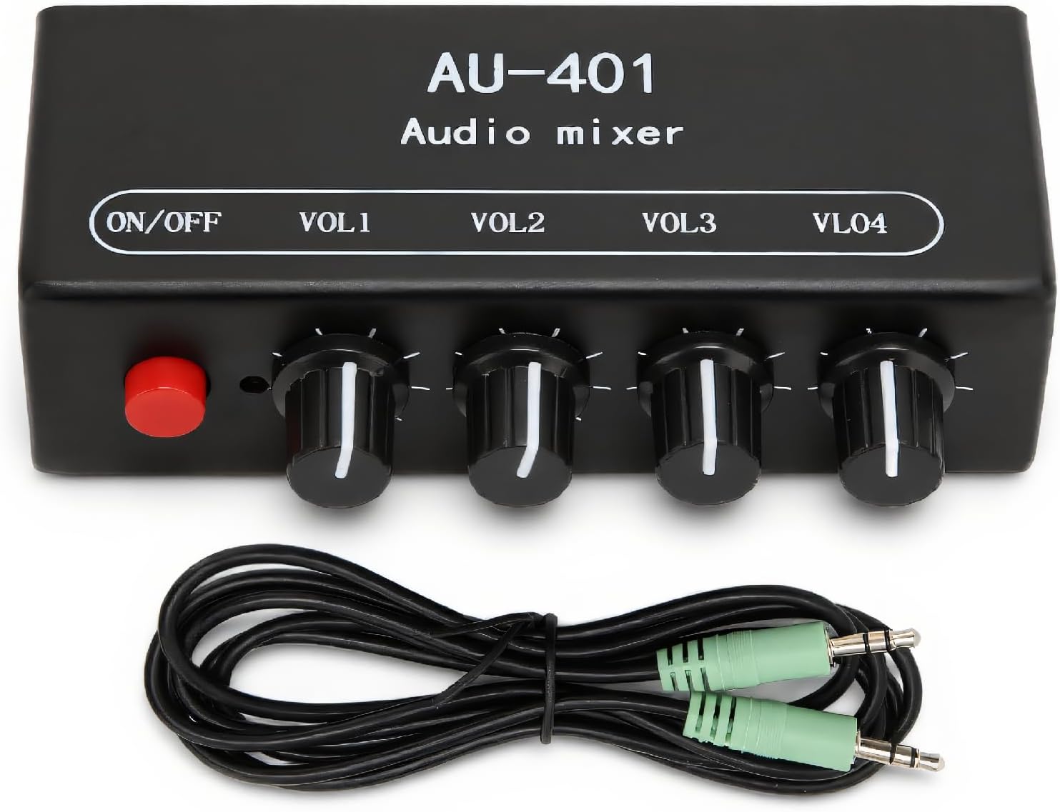 Zopsc 4-Channel Stereo Audio Mixer, 4 in 1 Out, 3.5mm, Black